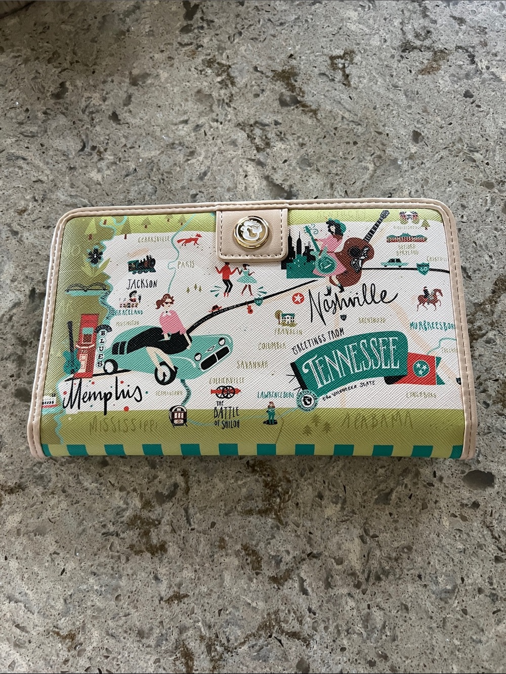 SPARTINA Tennessee Themed Zip Wallet with Map Print